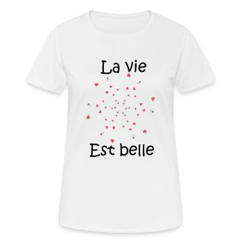 la vie est belle - T-shirt respirant Femme - blanc - Devant - AI Model Female 172 dark (172cm)