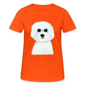Bichon Hündchen - Frauen T-Shirt atmungsaktiv - Neonorange - Vorne - AI Model Female 172 dark (172cm)