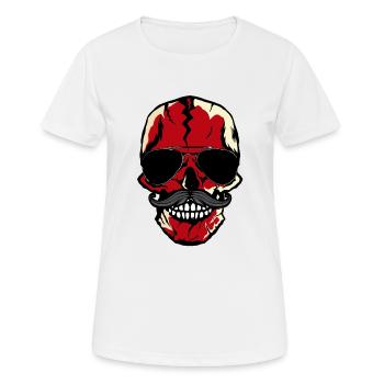 Totenkopf des Todes Sonnenbrille Halloween - Frauen T-Shirt atmungsaktiv - Weiß - Vorne - AI Model Female 172 dark (172cm)