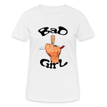 Bad Girl et main au tire-bouchon - T-shirt respirant Femme - blanc - Devant - AI Model Female 172 dark (172cm)