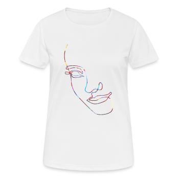 Dessin au trait silhouette féminine Visages féminins visage - T-shirt respirant Femme - blanc - Devant - AI Model Female 172 dark (172cm)