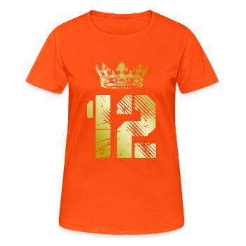 12 Zahl Krone - Frauen T-Shirt atmungsaktiv - Neonorange - Vorne - AI Model Female 172 dark (172cm)