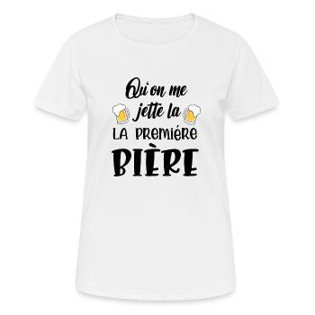 qu'on me jette la première bière - T-shirt respirant Femme - blanc - Devant - AI Model Female 172 dark (172cm)