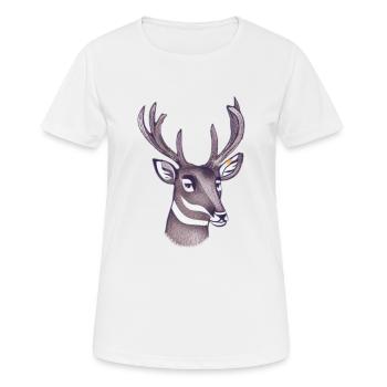 Deerhead en automne Cerf Bois de chèvre Faon 7 - T-shirt respirant Femme - blanc - Devant - AI Model Female 172 dark (172cm)