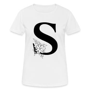 Lettre S - T-shirt respirant Femme - blanc - Devant - AI Model Female 172 dark (172cm)