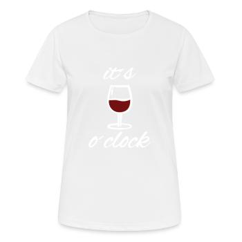 Wine o'clock Lustiges Motiv mit Spruch Wein - Frauen T-Shirt atmungsaktiv - Weiß - Vorne - AI Model Female 172 dark (172cm)