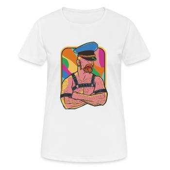 Bärtige Männer in Leder Bärtige Männer in Leder Zi - Frauen T-Shirt atmungsaktiv - Weiß - Vorne - AI Model Female 172 dark (172cm)