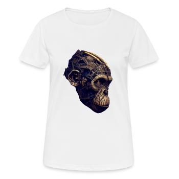 Fortschrittliche Evolution: Der Affe trifft KI - Frauen T-Shirt atmungsaktiv - Weiß - Vorne - AI Model Female 172 dark (172cm)