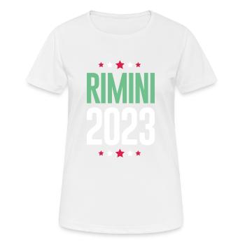 Rimini 2023 - Frauen T-Shirt atmungsaktiv - Weiß - Vorne - AI Model Female 172 dark (172cm)