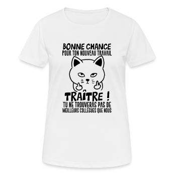 Idée Cadeau Départ Collègue de Travail Humour - T-shirt respirant Femme - blanc - Devant - AI Model Female 172 dark (172cm)