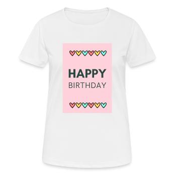 BIRTHDAY,HAPPY BIRTHDAY,HAPPY BIRTHDAY - Women's Breathable T-Shirt - white - Front - AI Model Female 172 dark (172cm)