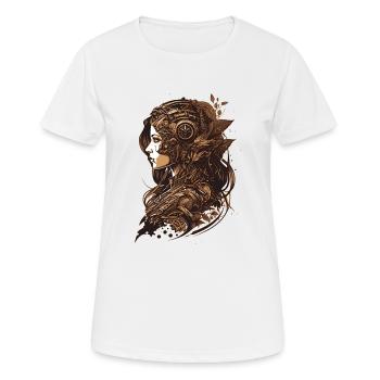 Steampunk trifft auf atemberaubende Schönheit - Frauen T-Shirt atmungsaktiv - Weiß - Vorne - AI Model Female 172 dark (172cm)