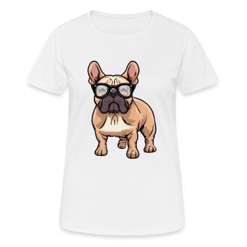 Frenchie the Nerd - Women's Breathable T-Shirt - white - Front - AI Model Female 172 dark (172cm)