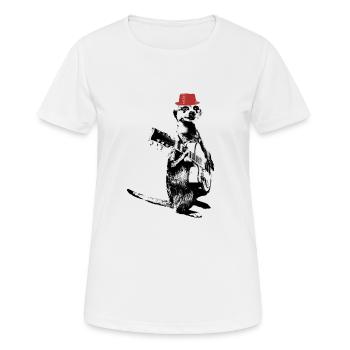 Suricate Guitariste Red Hat - T-shirt respirant Femme - blanc - Devant - AI Model Female 172 dark (172cm)