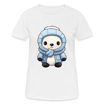 Polar Bear Winter Bear Comic Cute - Women's Breathable T-Shirt - white - Front - AI Model Female 172 dark (172cm)