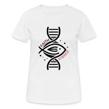 Science & Faith - DNA & Fisch. - Frauen T-Shirt atmungsaktiv - Weiß - Vorne - AI Model Female 172 dark (172cm)