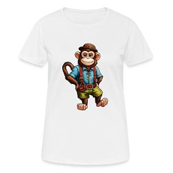 Lederhosen / Animal / Traditional costume / Tradition / Monkey - Women's Breathable T-Shirt - white - Front - AI Model Female 172 dark (172cm)
