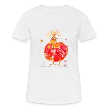 Gute Laune Strauss - Frauen T-Shirt atmungsaktiv - Weiß - Vorne - AI Model Female 172 dark (172cm)