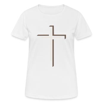 Kreuz Glaube Christlich Jesus Gott Auferstehung - Frauen T-Shirt atmungsaktiv - Weiß - Vorne - AI Model Female 172 dark (172cm)