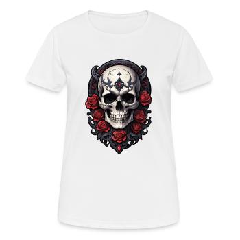 Skull - Frauen T-Shirt atmungsaktiv - Weiß - Vorne - AI Model Female 172 dark (172cm)