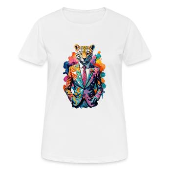 Gepard im Anzug - Frauen T-Shirt atmungsaktiv - Weiß - Vorne - AI Model Female 172 dark (172cm)