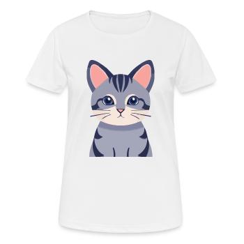 graue Katze süß - Frauen T-Shirt atmungsaktiv - Weiß - Vorne - AI Model Female 172 dark (172cm)