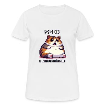 Fette Katze Schock und Unglauben - Frauen T-Shirt atmungsaktiv - Weiß - Vorne - AI Model Female 172 dark (172cm)
