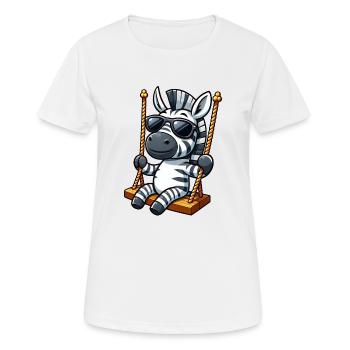 Mignon zèbre balançoire aire de jeux dessin animé - T-shirt respirant Femme - blanc - Devant - AI Model Female 172 dark (172cm)