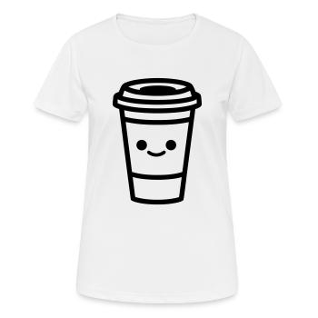 Kaffeebecher - Frauen T-Shirt atmungsaktiv - Weiß - Vorne - AI Model Female 172 dark (172cm)