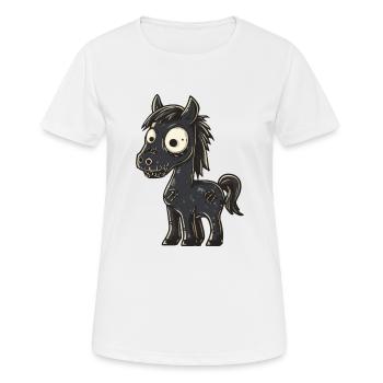 Pferd Halloween Lustig Zombie - Frauen T-Shirt atmungsaktiv - Weiß - Vorne - AI Model Female 172 dark (172cm)