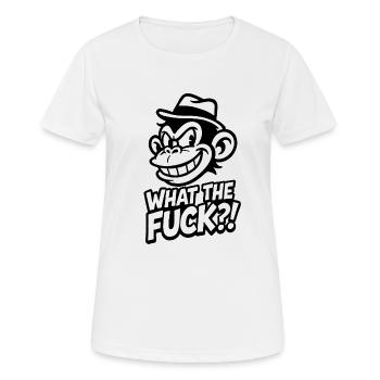 shocked monkey with the saying "WHAT THE FUCK?!" - Women's Breathable T-Shirt - white - Front - AI Model Female 172 dark (172cm)