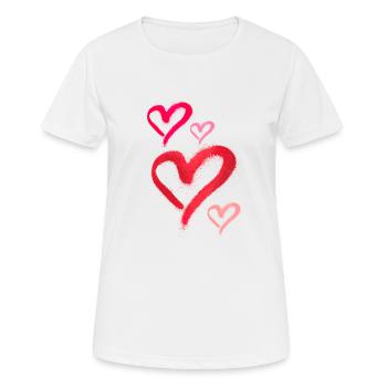 spray paint,spray,herzen,graffiti,rot,pink - Frauen T-Shirt atmungsaktiv - Weiß - Vorne - AI Model Female 172 dark (172cm)