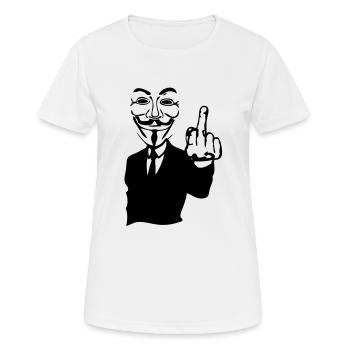 anonymous masque mask fuck6 main hand co - T-shirt respirant Femme - blanc - Devant - AI Model Female 172 dark (172cm)