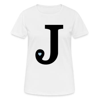 Lettre J initiale - T-shirt respirant Femme - blanc - Devant - AI Model Female 172 dark (172cm)