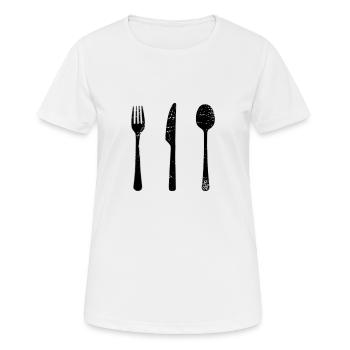 Cadeau coutellerie, fourchette couteau cuillère cuisine cuisine - T-shirt respirant Femme - blanc - Devant - AI Model Female 172 dark (172cm)