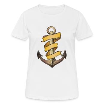 anker - Frauen T-Shirt atmungsaktiv - Weiß - Vorne - AI Model Female 172 dark (172cm)