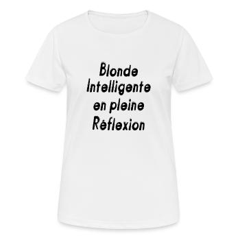 Blonde intelligente en pleine réflexion - T-shirt respirant Femme - blanc - Devant - AI Model Female 172 dark (172cm)
