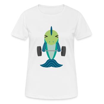 Fish Weightlifting Power Sports Gift - Women's Breathable T-Shirt - white - Front - AI Model Female 172 dark (172cm)