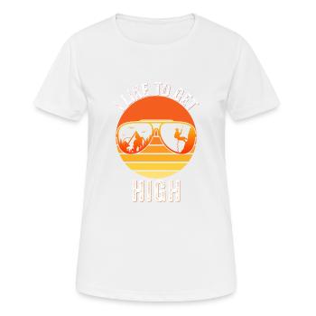 Ich werde gerne high - Retro Vintage Klettern - Frauen T-Shirt atmungsaktiv - Weiß - Vorne - AI Model Female 172 dark (172cm)