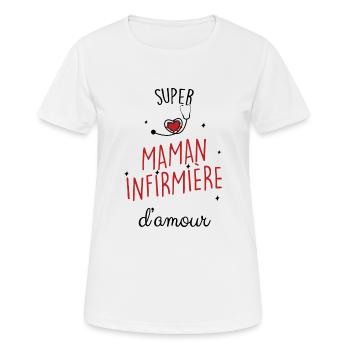 Super maman infirmière - T-shirt respirant Femme - blanc - Devant - AI Model Female 172 dark (172cm)