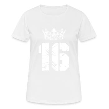 16 Zahl Krone - Frauen T-Shirt atmungsaktiv - Weiß - Vorne - AI Model Female 172 dark (172cm)