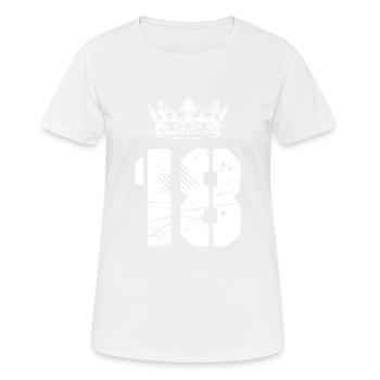 18 Zahl Krone - Frauen T-Shirt atmungsaktiv - Weiß - Vorne - AI Model Female 172 dark (172cm)