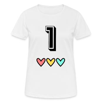 1 AN. 1er ANNIVERSAIRE. ANNIVERSAIRE 1 AN. 1 - T-shirt respirant Femme - blanc - Devant - AI Model Female 172 dark (172cm)