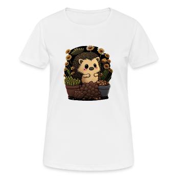 Petit hérisson, pot de fleur, cactus, fleurs, jardin - T-shirt respirant Femme - blanc - Devant - AI Model Female 172 dark (172cm)