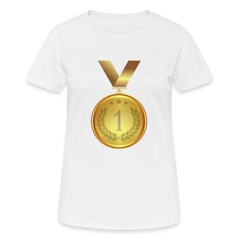 Médaille d'or des gagnants - Numéro 1 - T-shirt respirant Femme - blanc - Devant - AI Model Female 172 dark (172cm)