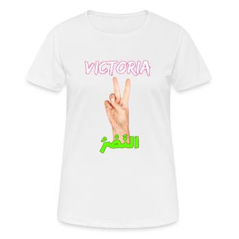 Siegeszeichen auf Arabisch und Spanisch - Frauen T-Shirt atmungsaktiv - Weiß - Vorne - AI Model Female 172 dark (172cm)