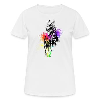Dragon rainbow blobs black - Women's Breathable T-Shirt - white - Front - AI Model Female 172 dark (172cm)