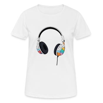 Kophörer Headset Comic Style - Frauen T-Shirt atmungsaktiv - Weiß - Vorne - AI Model Female 172 dark (172cm)