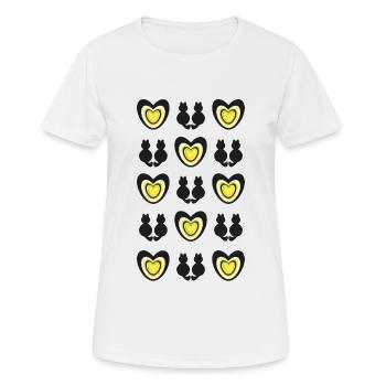 Schwarze Katzen mit Herzen, ein toller Hingucker. - Frauen T-Shirt atmungsaktiv - Weiß - Vorne - AI Model Female 172 dark (172cm)