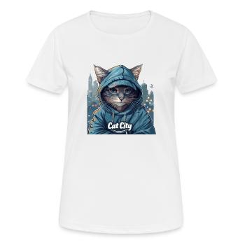 Schnurrige Trends: Katzen Stadt Fashion für Trends - Frauen T-Shirt atmungsaktiv - Weiß - Vorne - AI Model Female 172 dark (172cm)